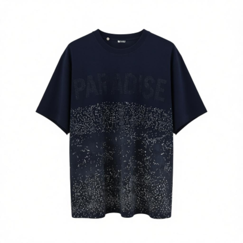RST-114 BLK REELISTIK PARADISE DIAMOND HEAVY WEIGHT TEE