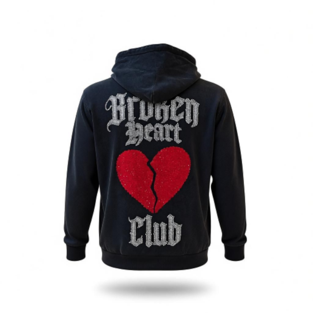 RST-401 BLACK HEART CLUB DIAMONDS HOODIE-BLACK