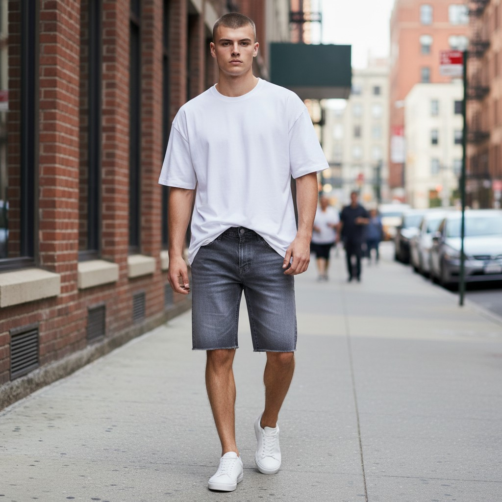 Retro - Infantry Denim Shorts -Smoked Grey