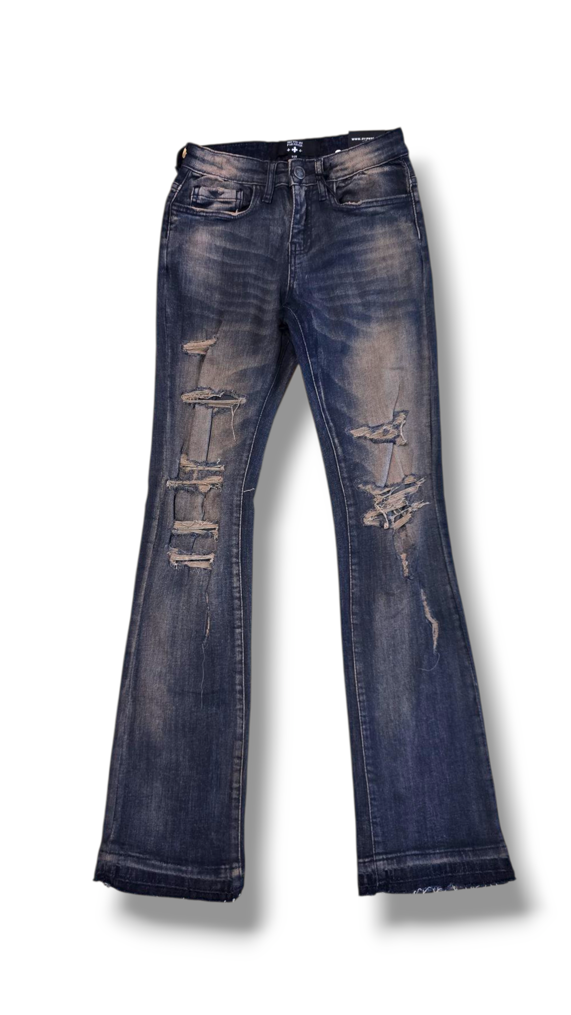 BOYS MARTIN STACKED W SHREDS JEANS - HORIZON BLUE
