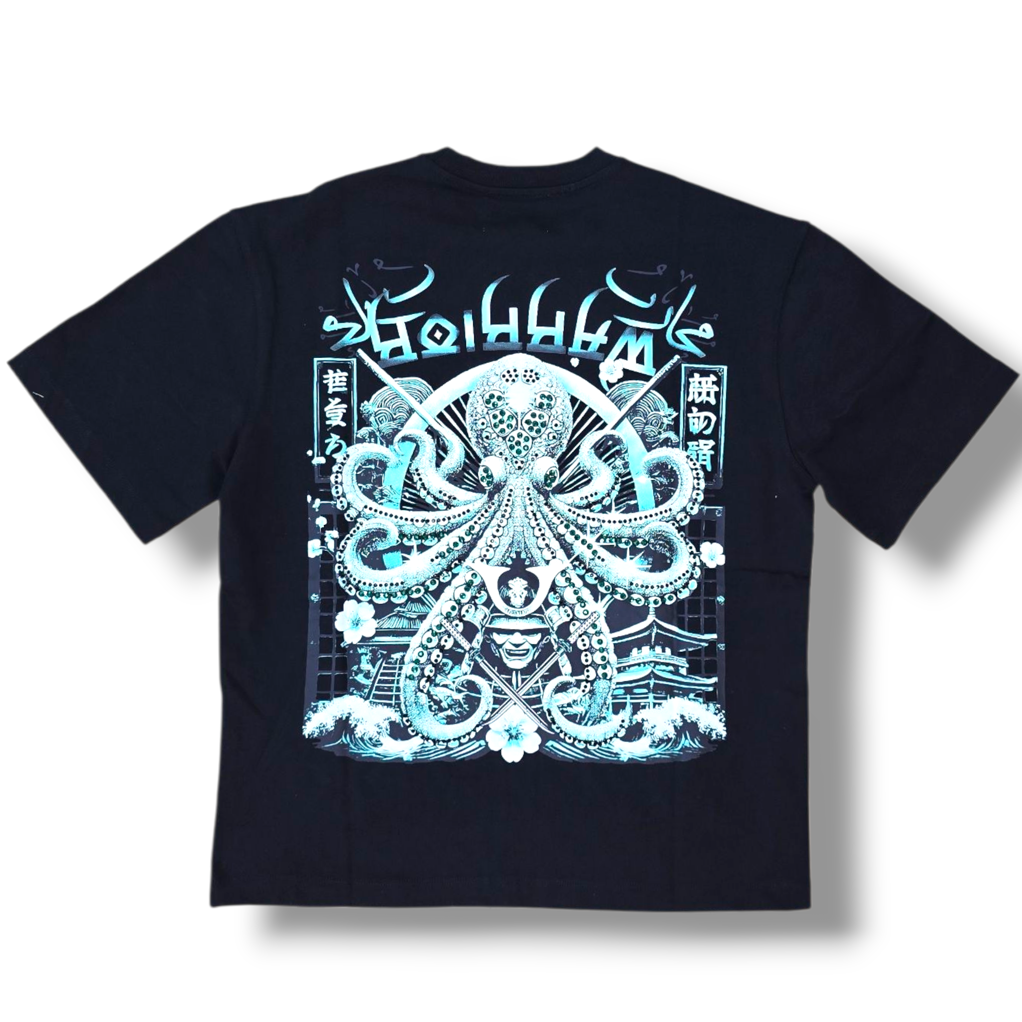 WARRIOR OF THE SEAS STONED OUT OVERSIZE SHIRT - BLACK & TEAL