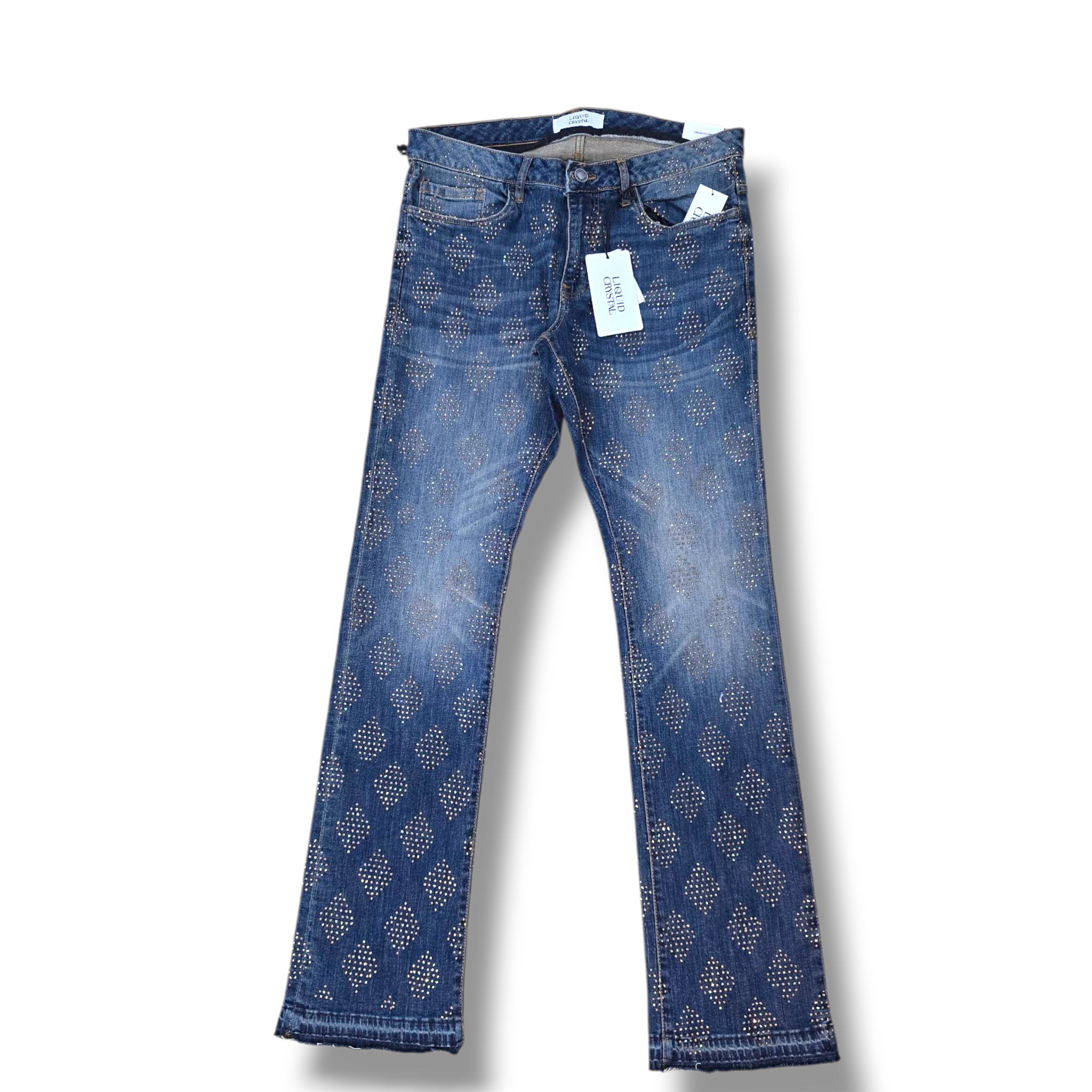 LIQUID CRYSTAL STACKED RIHNESTONE DENIM- VINTAGE