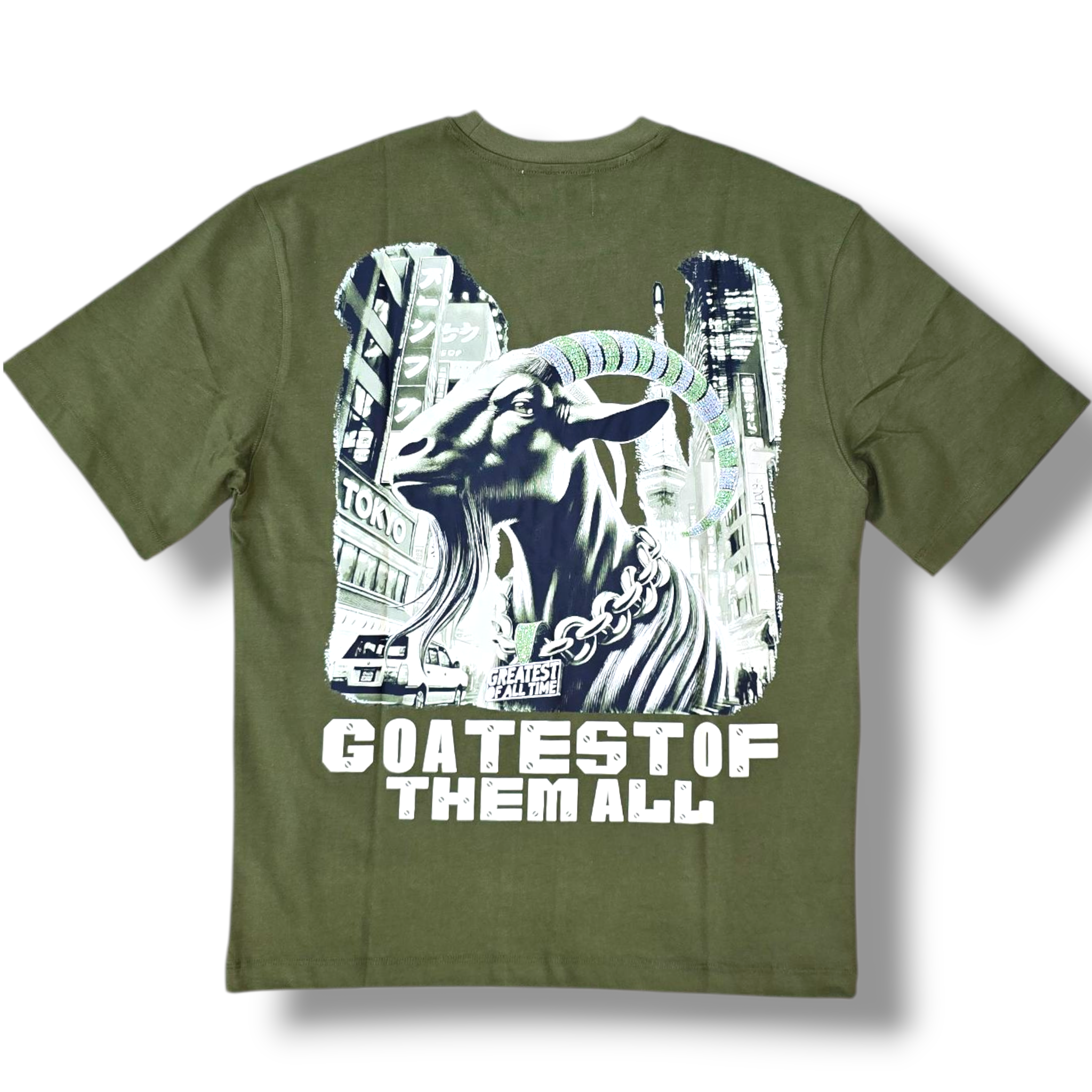 GOATEST OF ALL STONED OUT OVERSIZE SHIRT - OLIVE