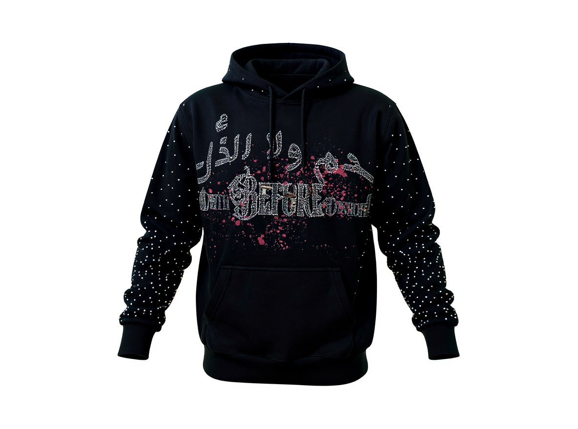 RST-410 BLACK DEATH BEFORE DISHONOR DIAMONDS HOODIE - BLACK