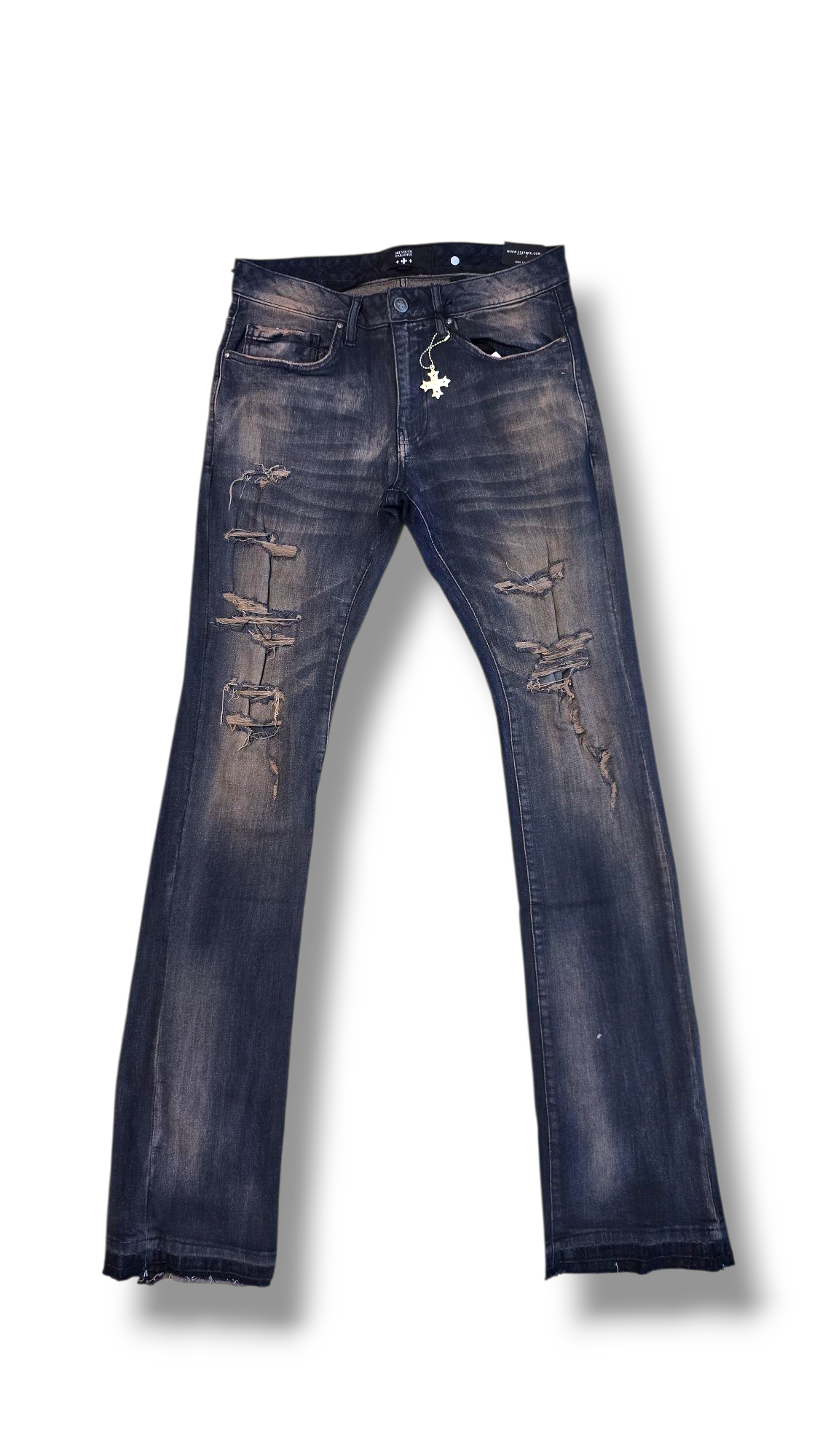 MARTIN STACKED W SHREDS JEANS - HORIZON BLUE