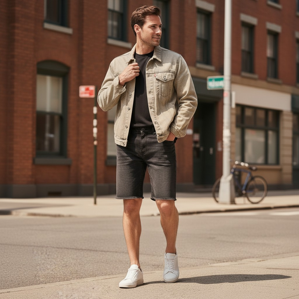 Retro - Infantry Denim Shorts - Black Shadow