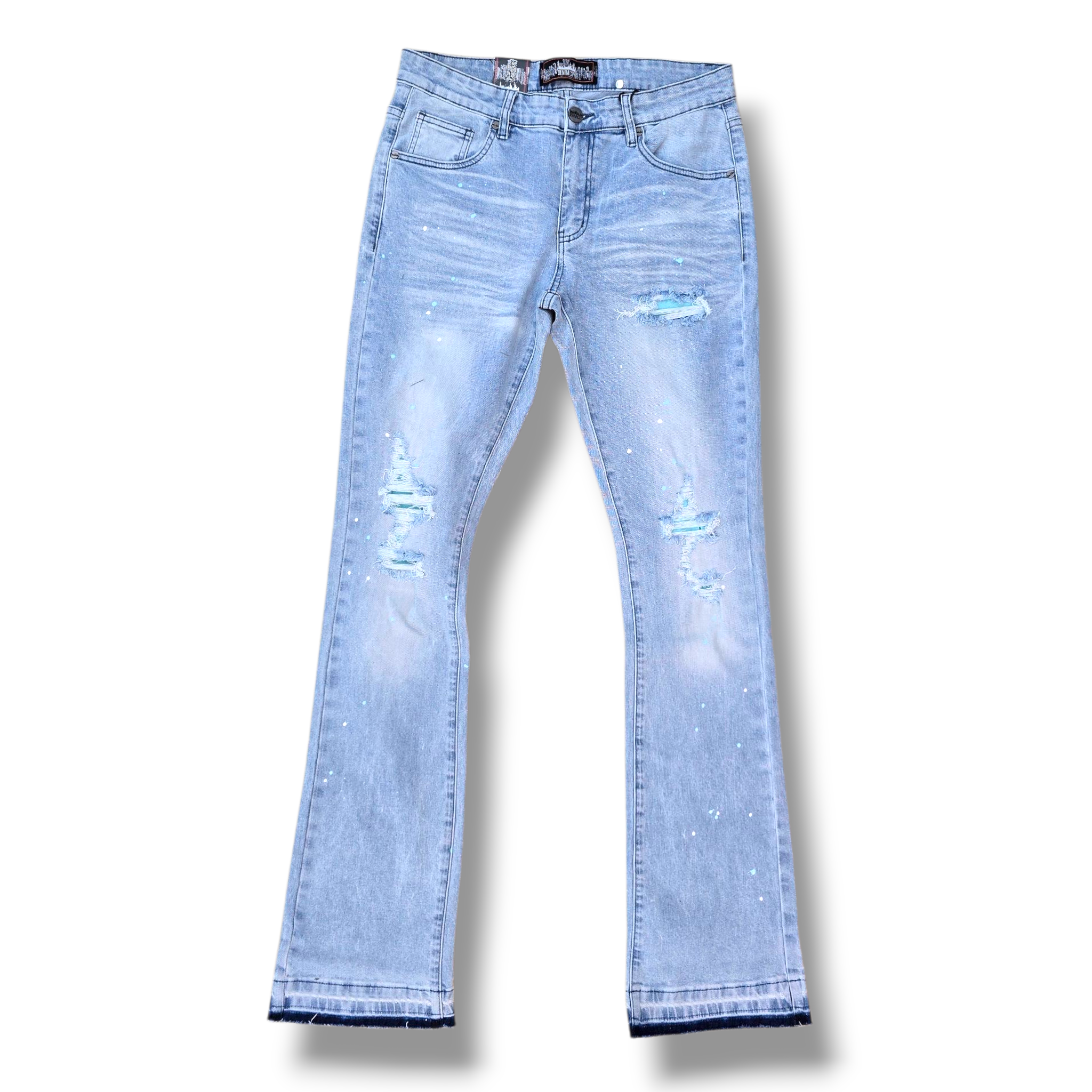 RIP N REPAIR LIGHT WASH WITH TEAL STITCH