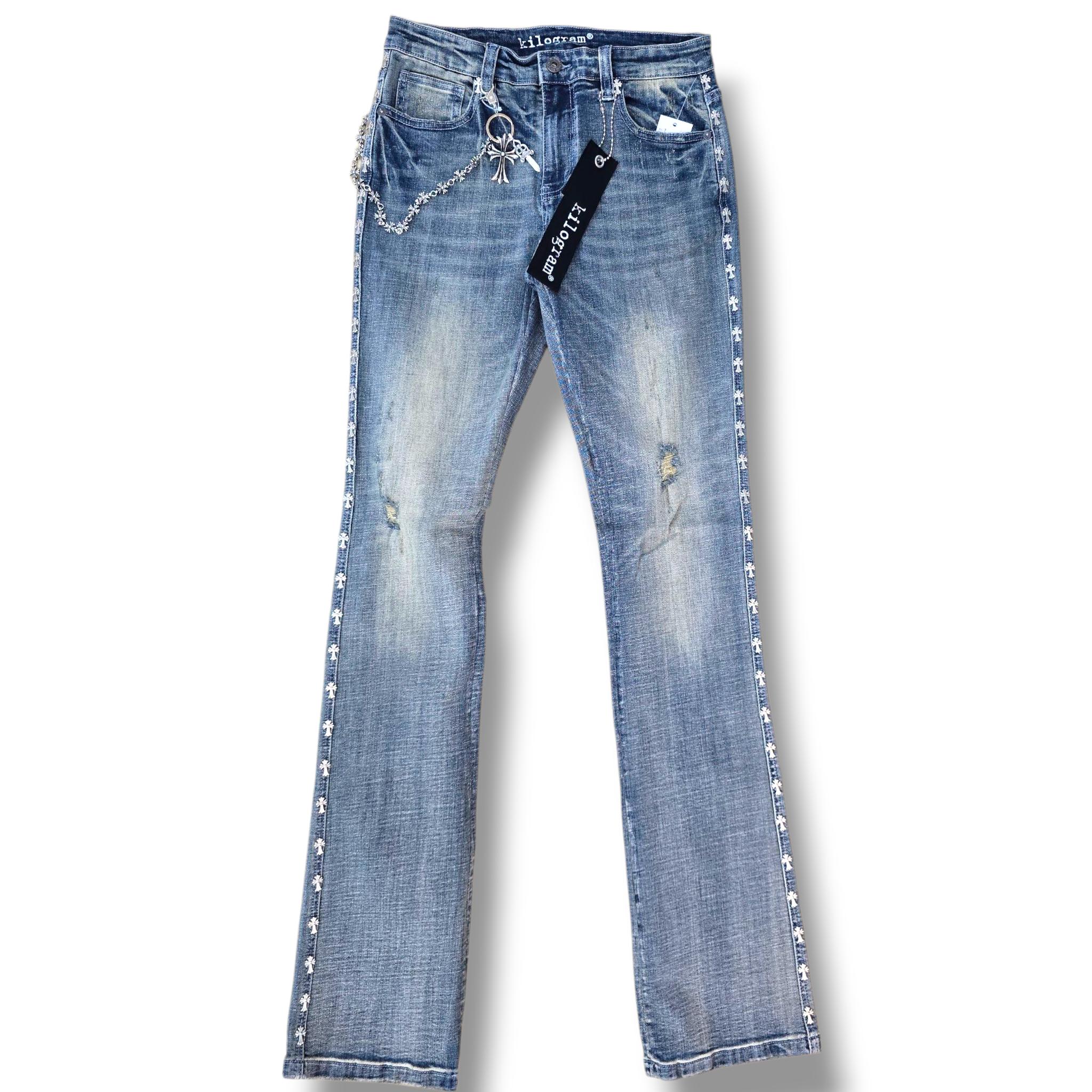 Medium Blue Stack Jeans with STUDS