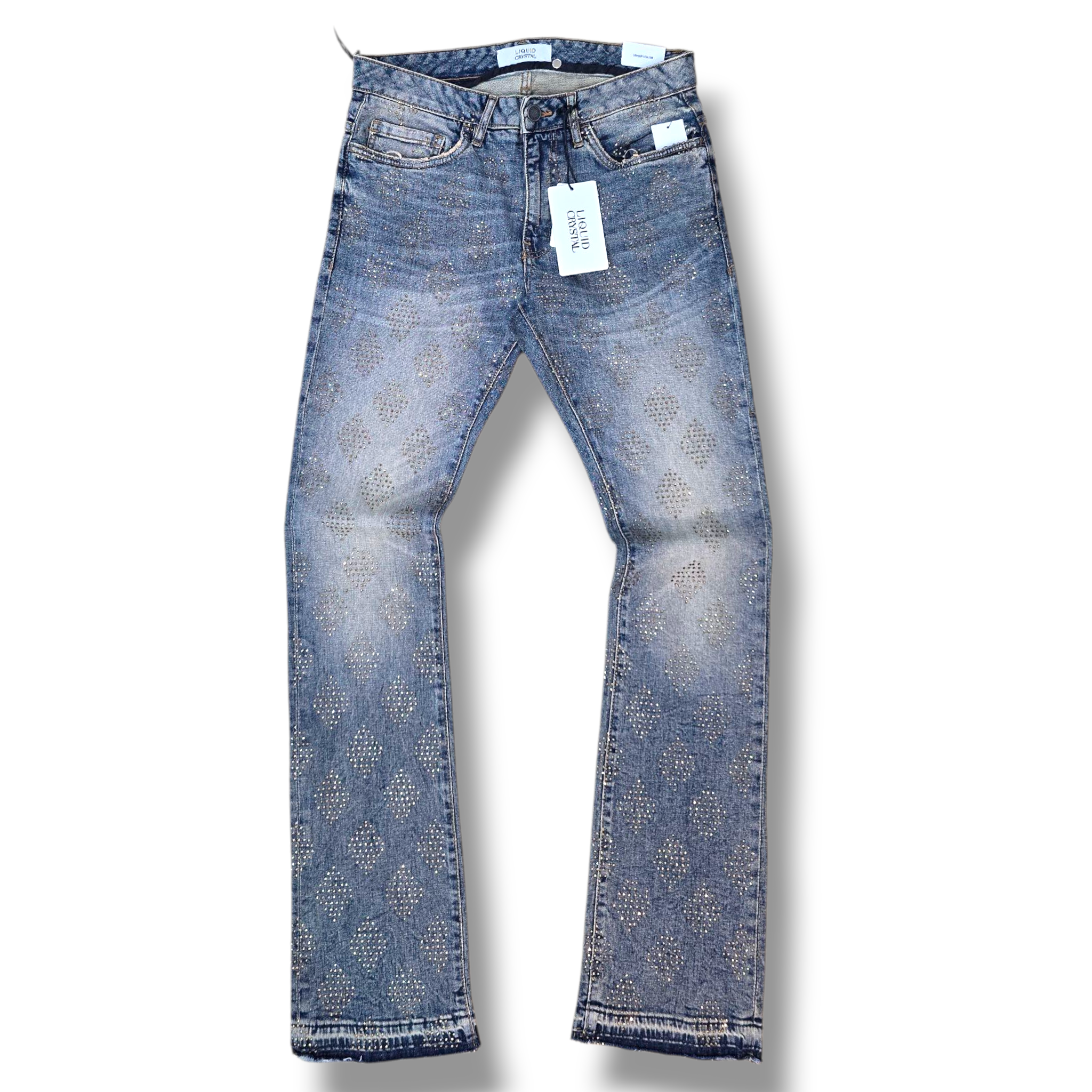 LIQUID CRYSTAL STACKED RIHNESTONE DENIM- DESERT