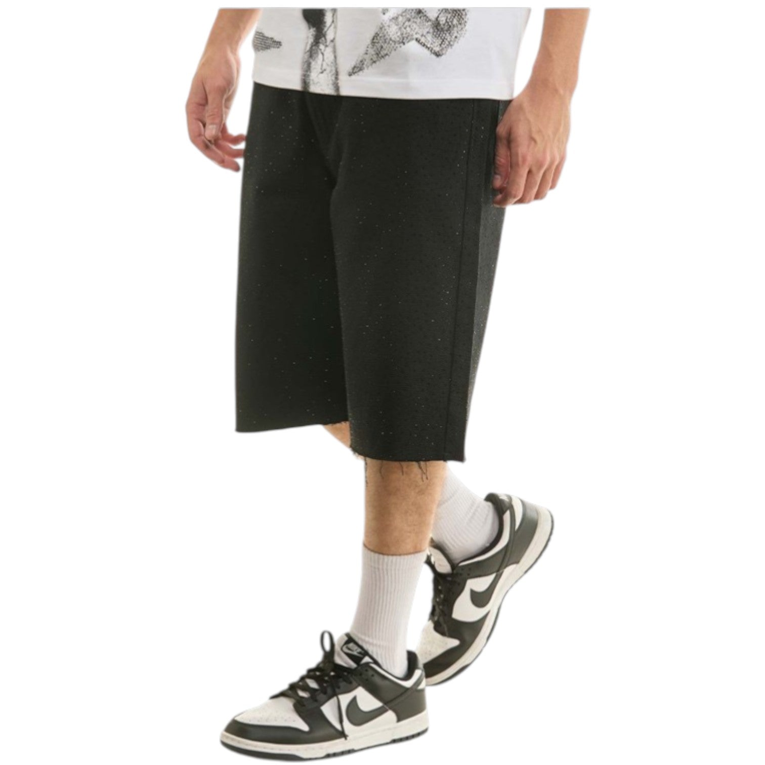 KDNK BLACK JORTS WITH BLACK RIHNESTONE