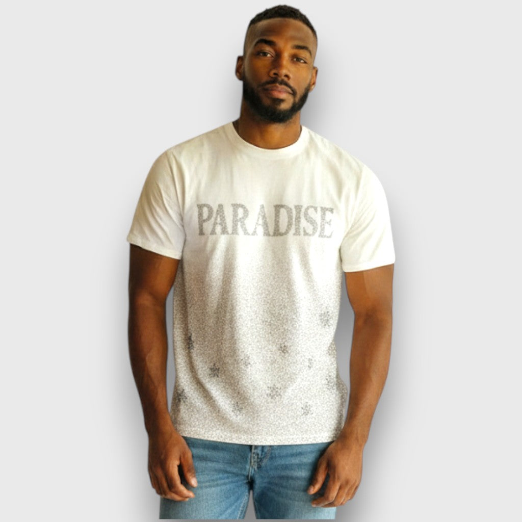 RST-114 WHT REELISTIK PARADISE DIAMOND HEAVY WEIGHT TEE