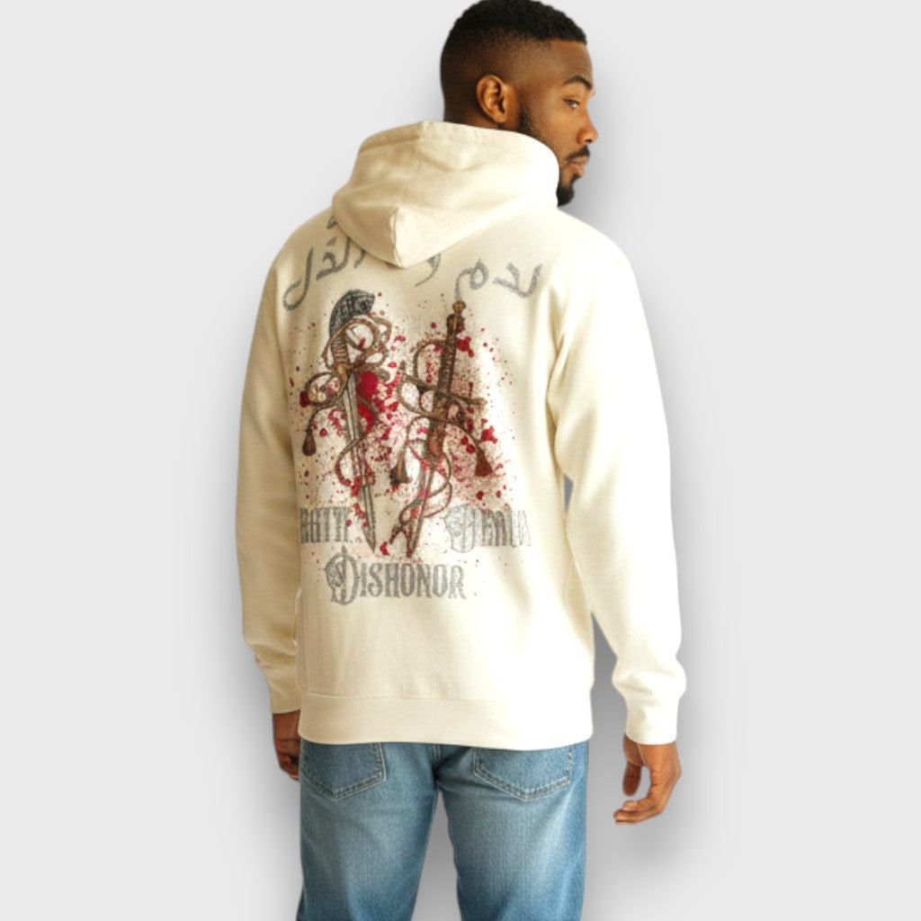 RST-410 BEIGE DEATH BEFORE DISHONOR DIAMONDS HOODIE - BEIGE