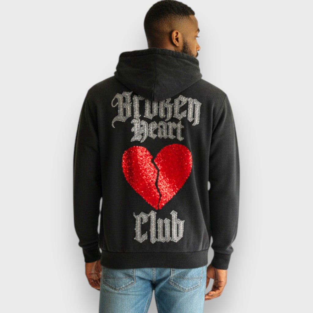 RST-401 BLACK HEART CLUB DIAMONDS HOODIE-BLACK