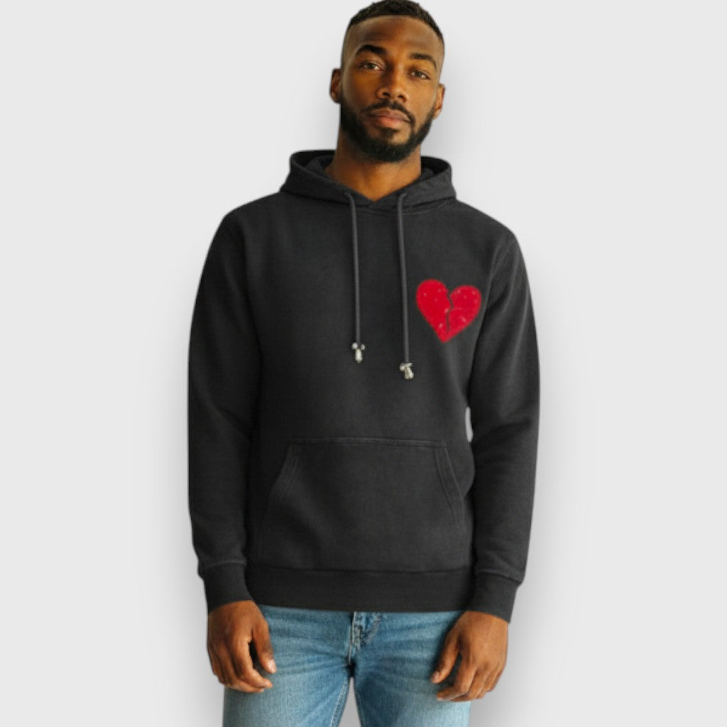 RST-401 BLACK HEART CLUB DIAMONDS HOODIE-BLACK