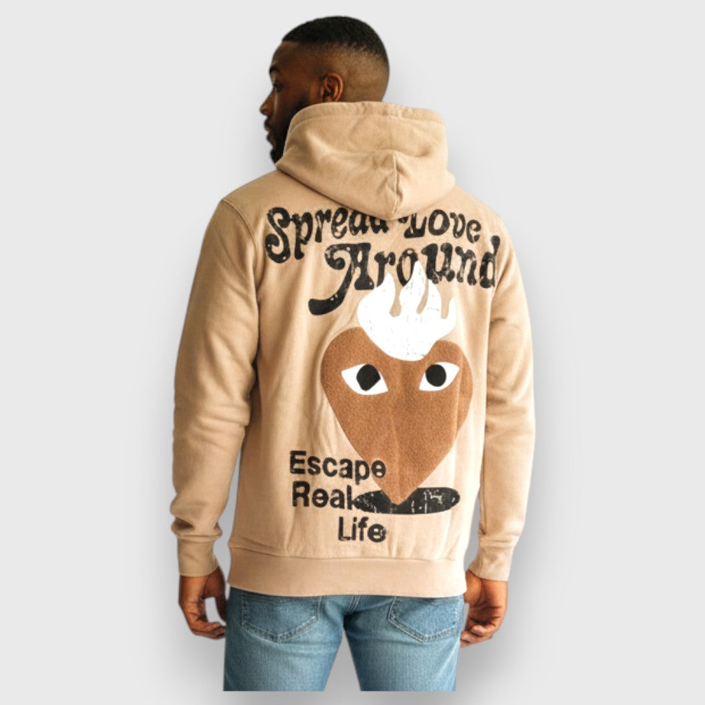 RST-007H TAN BROWN SPREAD LOVE AROUND HOODIE