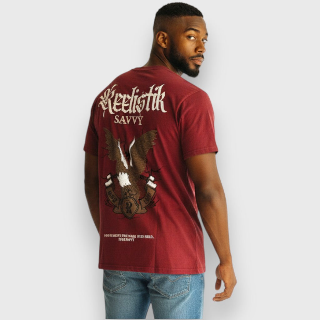 RST-301 BURGUNDY SAVVY EAGLE HEAVY WEIGHT TEE