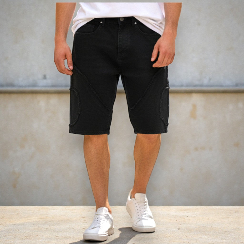 RST- 6014- JET BLACK ALTO PREMUIM STRETCH DENIM JORTS