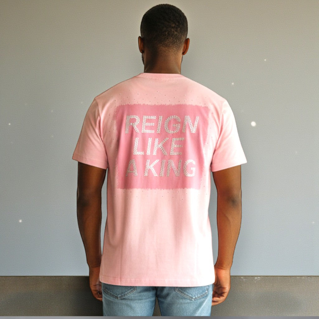 RST-126 PINK REIGN LIKE A KING DIAMONDS HEAVYWEIGHT TEE