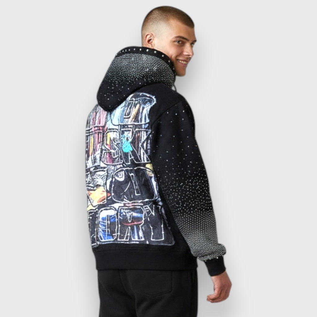 NO RISK NO STORY ZIP UP HOODIE - BLACK