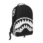 BLACK AND WHITE DRIP CHECK SHARK BACKPACK