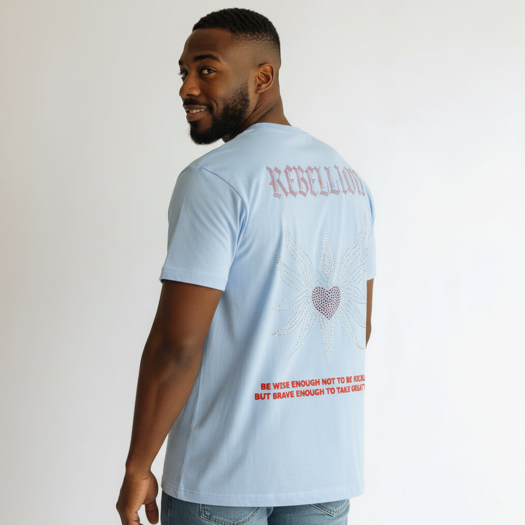 RST-113 LIGHT BLUE REBELLION DIAMOND TEE HEAVY WEIGHT