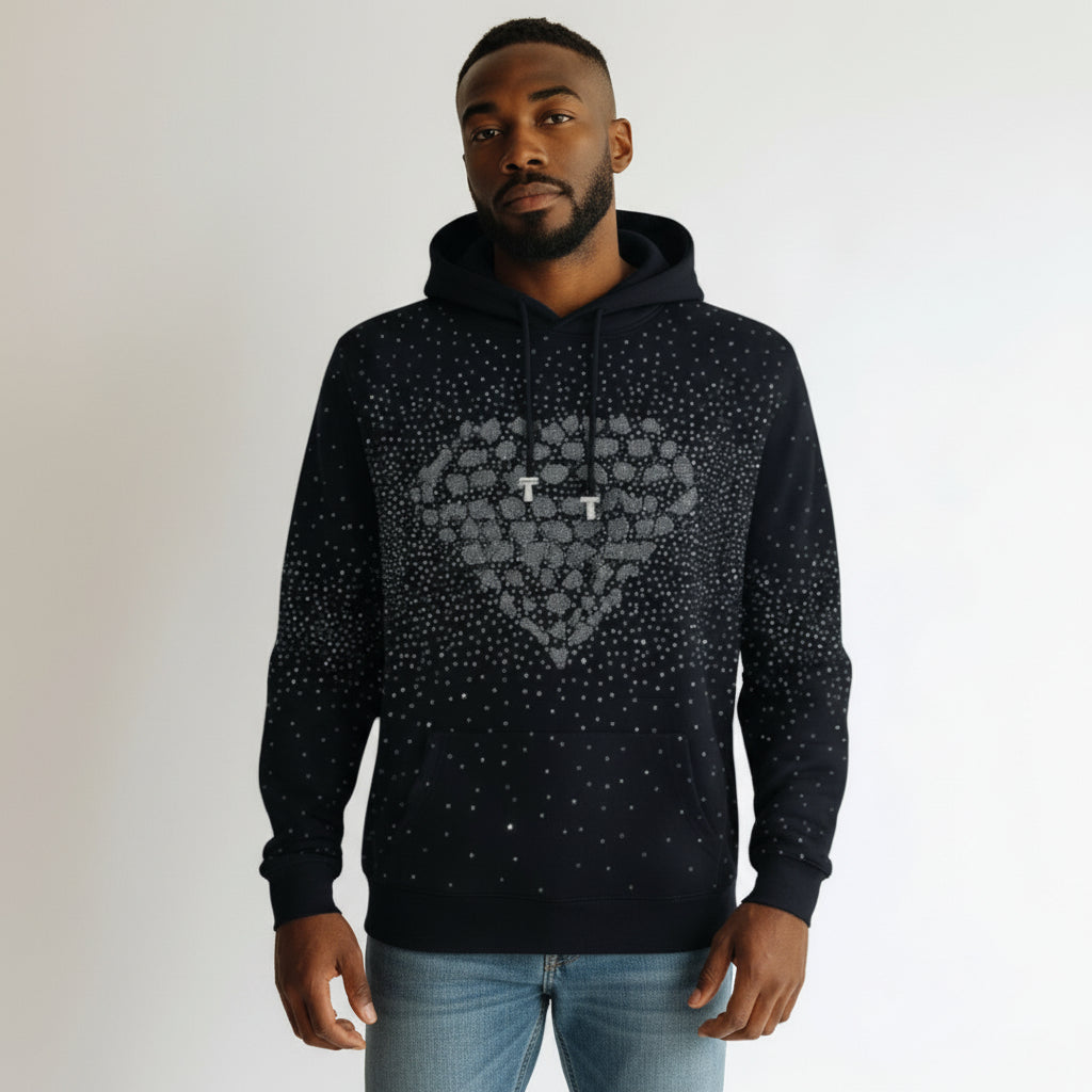 RST-402 BLACK LIFE IS GOOD DIAMONDS HOODIE - BLACK