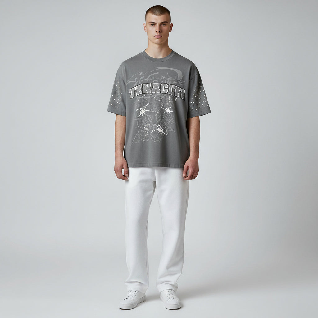 SPIDER PEARL TEE - GREY