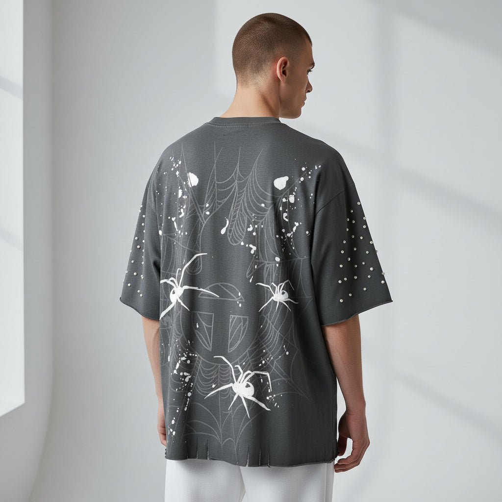 SPIDER PEARL TEE - GREY