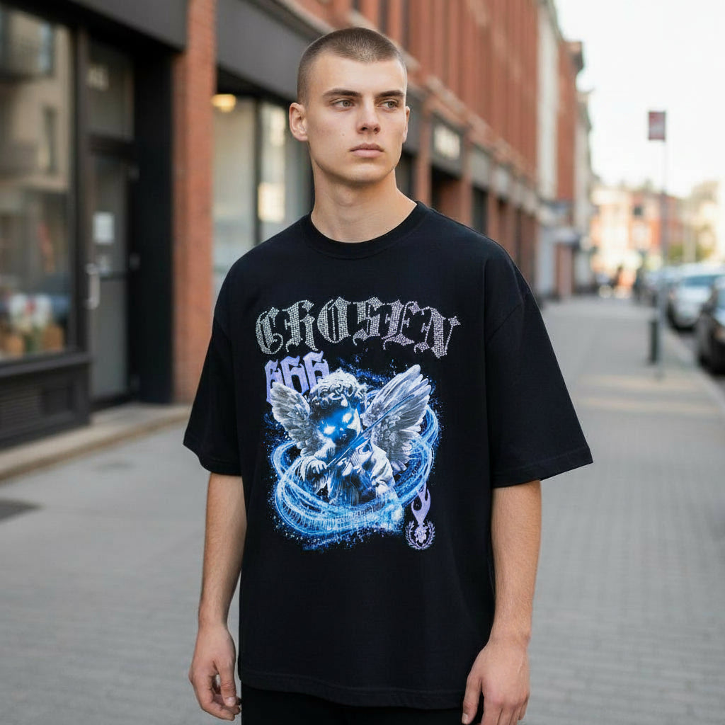 CHOSEN OVERSIZE CROPPED TEE - BLACK