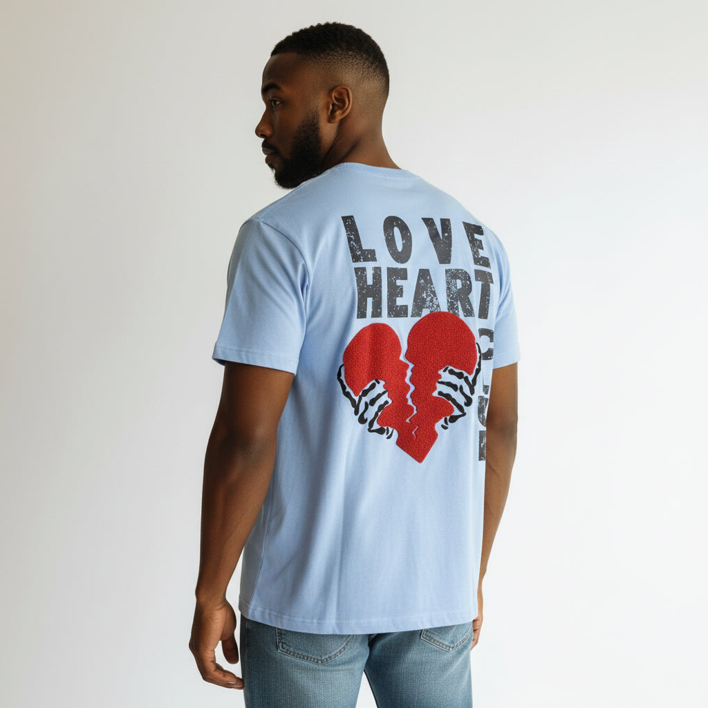 RST-307 BLUE LOVE HEART CLUB HEAVY WEIGHT TEE