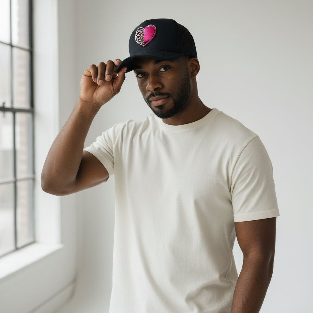 SKULL HEART HAT-NAVY