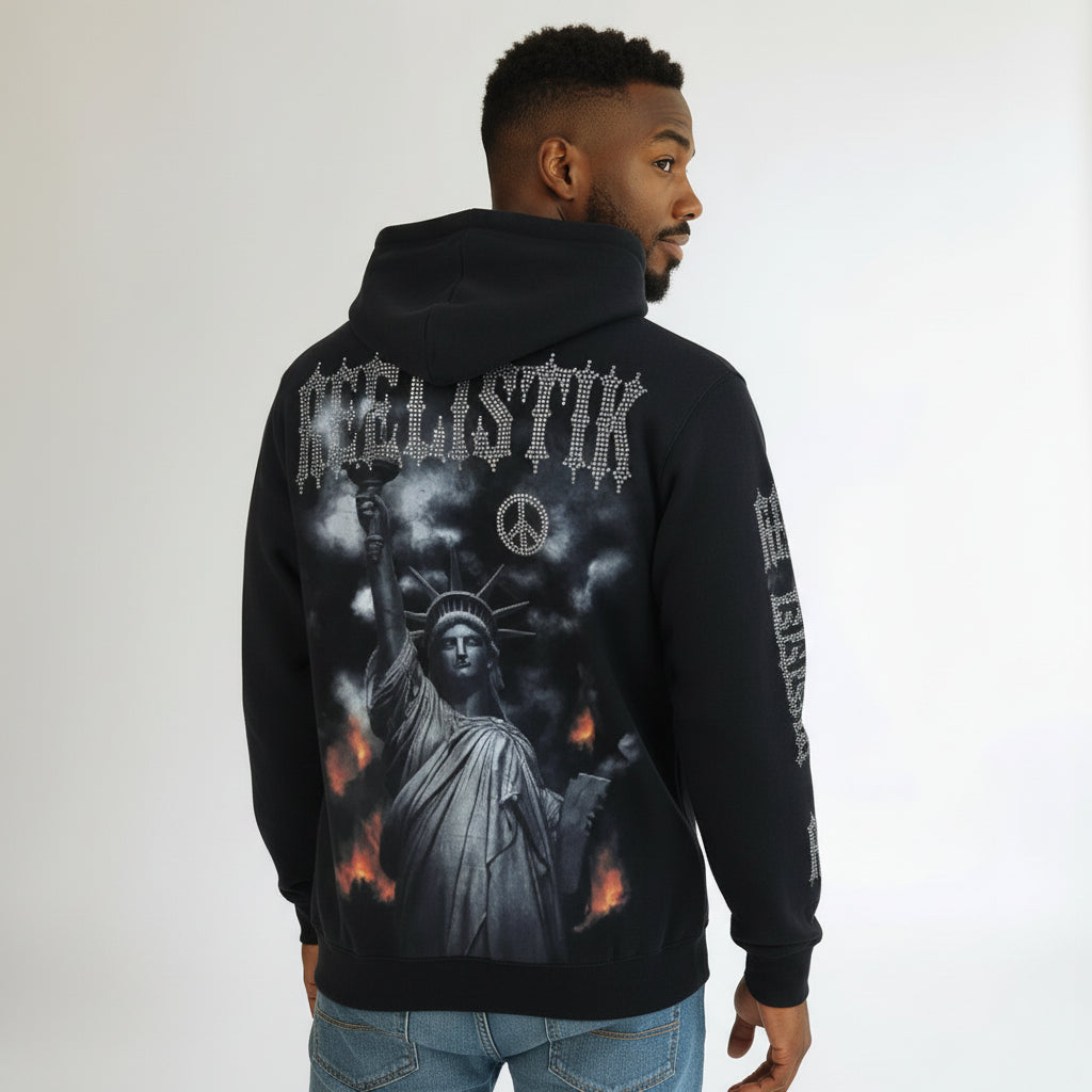 RST-416 BLACK LIBERTY DIAMOND HOODIE