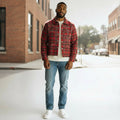 WEALTHY BOYS RHINESTON FLANNEL SHIRT - RED